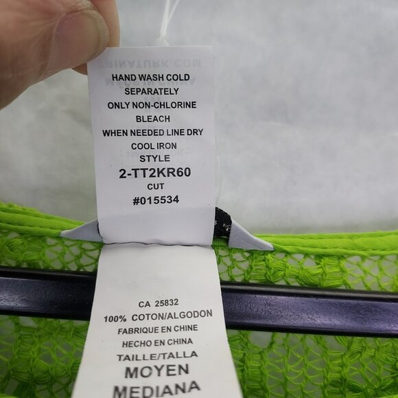 Trina Turk Cover-up Womens Med Top Lime Green Crochet Colorful Stretch Open Side - Picture 8 of 13